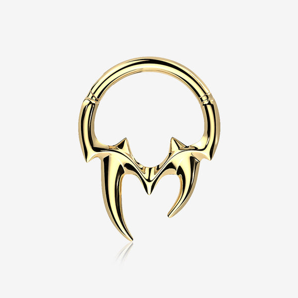 Golden Tribal Inspired Vicious Fangs Clicker Hoop Ring