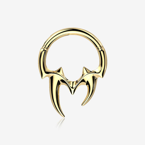 Golden Tribal Inspired Vicious Fangs Clicker Hoop Ring