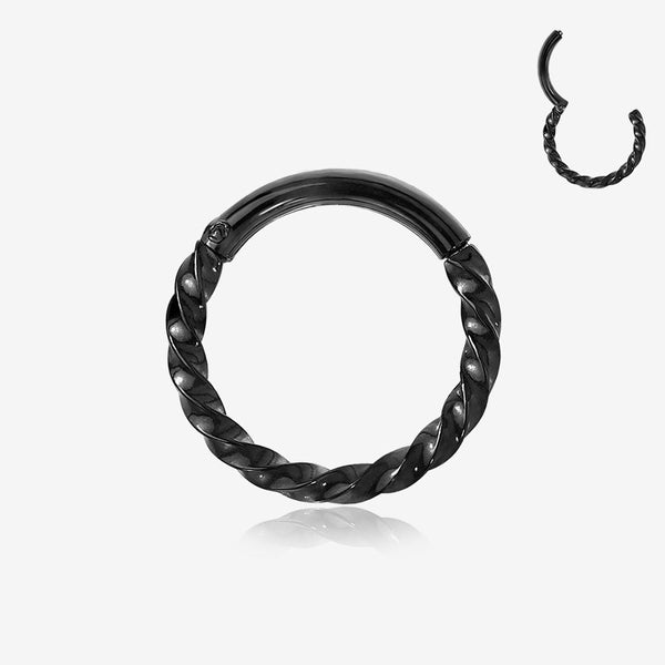 Blackline Twisted Metal Seamless Clicker Hoop Ring