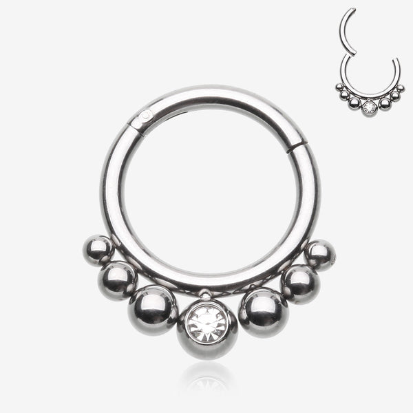 Bali Beads Sparkle Gem Seamless Clicker Hoop Ring-Clear Gem