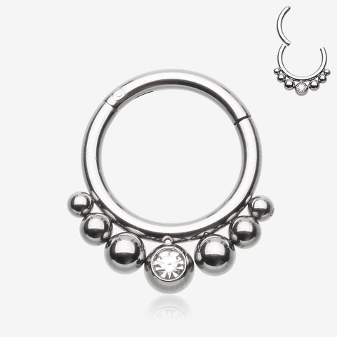 Bali Beads Sparkle Gem Seamless Clicker Hoop Ring-Clear Gem