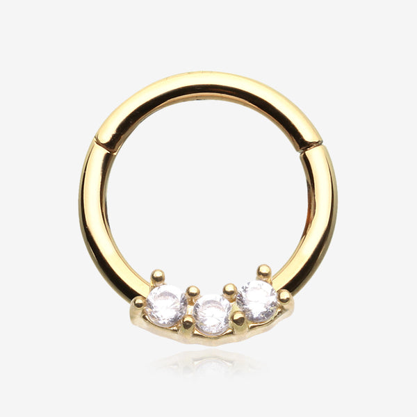 Golden Glistening Sparkle Seamless Clicker Ring-Gold