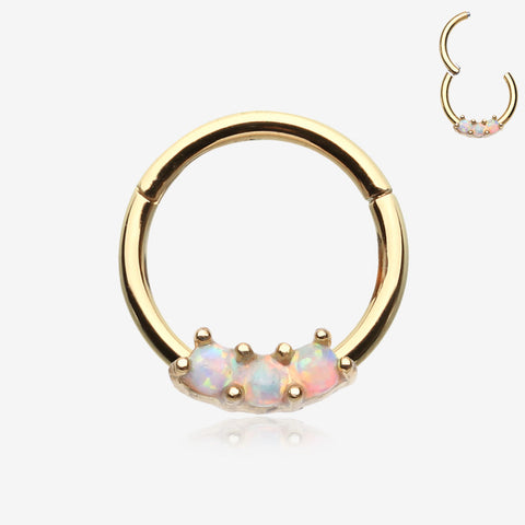 Golden Glistening Fire Opal Sparkle Seamless Clicker Ring-White