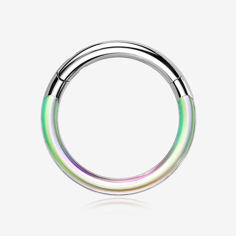 Implant Grade Titanium Iridescent Revo Lined Clicker Hoop Ring