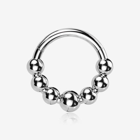 Implant Grade Titanium Cascading Bali Beads Clicker Hoop Ring