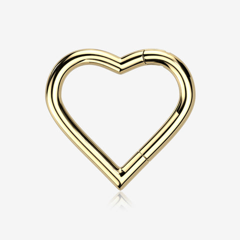 Implant Grade Titanium Golden Heart Basic Geometric Clicker Hoop Ring