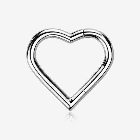 Implant Grade Titanium Heart Basic Geometric Clicker Hoop Ring