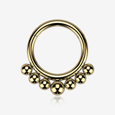 Implant Grade Titanium Golden Bali Beads Clicker Hoop Ring