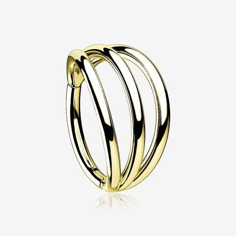 Implant Grade Titanium Golden Triple Row Hoops Steel Seamless Clicker Hoop Ring