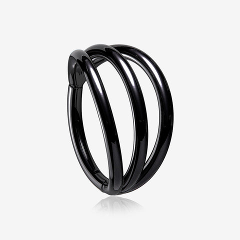 Implant Grade Titanium Blackline Triple Row Hoops Steel Seamless Clicker Hoop Ring