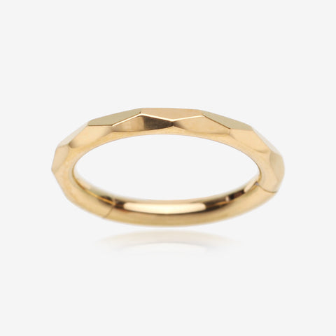 Implant Grade Titanium Golden Diamond Cut Faceted Seamless Clicker Hoop Ring