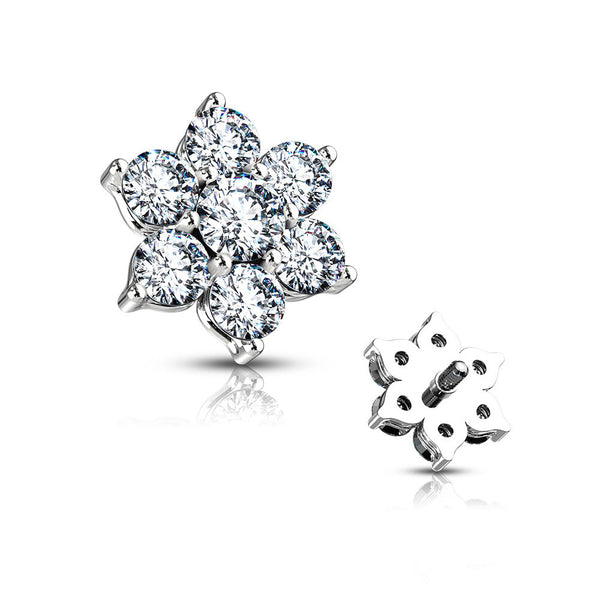 Spring Sparkle Flower Dermal Anchor Top-Clear Gem