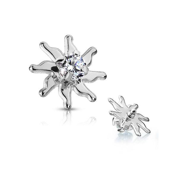 Blazing Sun Sparkle Dermal Anchor Top-Clear Gem