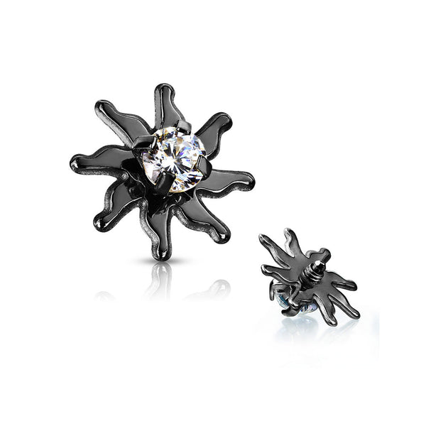 Blackline Blazing Sun Sparkle Dermal Anchor Top-Clear Gem