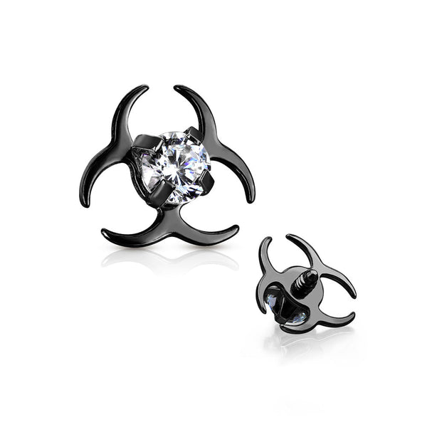 Blackline Biohazard Sparkle Dermal Anchor Top-Clear Gem