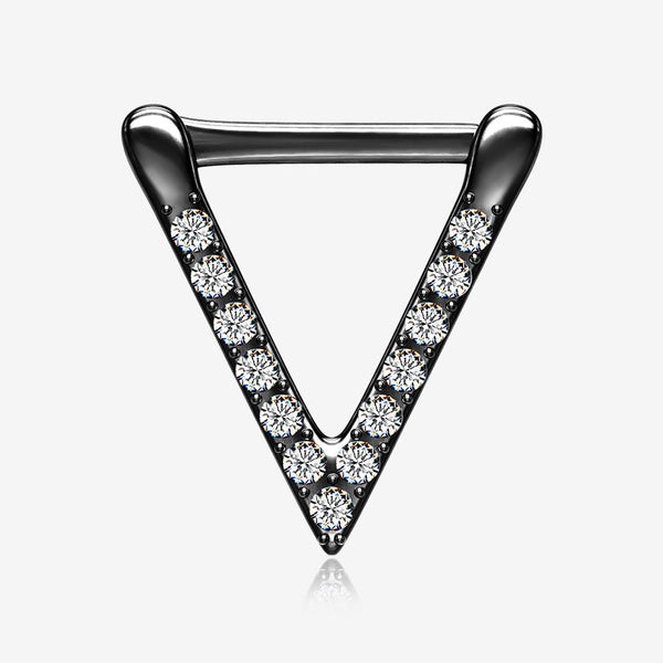 Blackline Urban Chevron Arrow Geometric Triangle Multi-Gem Clicker Hoop Ring-Clear Gem