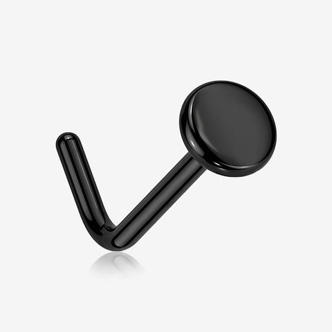 Implant Grade Titanium Blackline Circle Icon L-Shaped Nose Ring