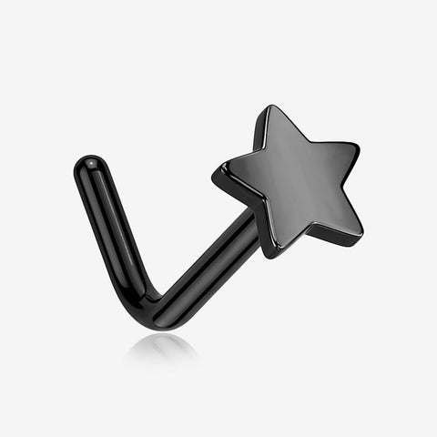 Implant Grade Titanium Blackline Star Icon L-Shaped Nose Ring