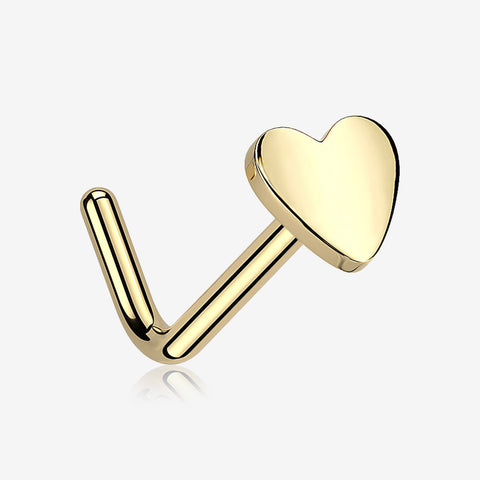 Implant Grade Titanium Golden Heart Icon L-Shaped Nose Ring