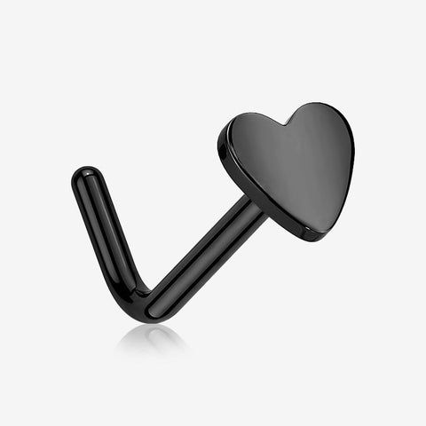 Implant Grade Titanium Blackline Heart Icon L-Shaped Nose Ring