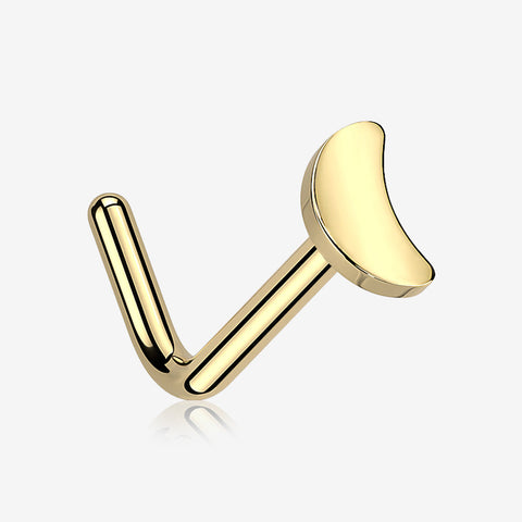 Implant Grade Titanium Golden Crescent Moon Icon L-Shaped Nose Ring