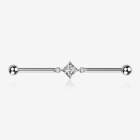 Implant Grade Titanium Diamante Sparkle Internally Threaded Industrial Barbell-Clear Gem