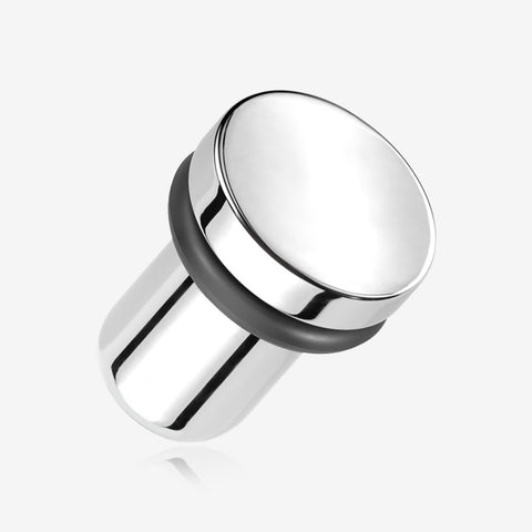 A Pair of Implant Grade Titanium Flat Round Top Single Flared Plug with O-Ring