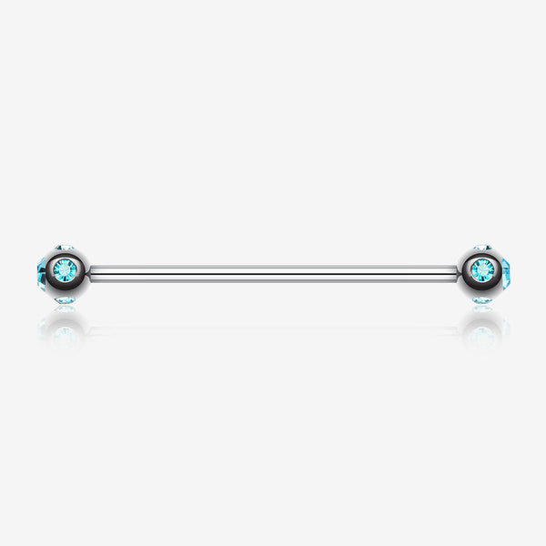Aurora Gem Ball Industrial Barbell-Aqua