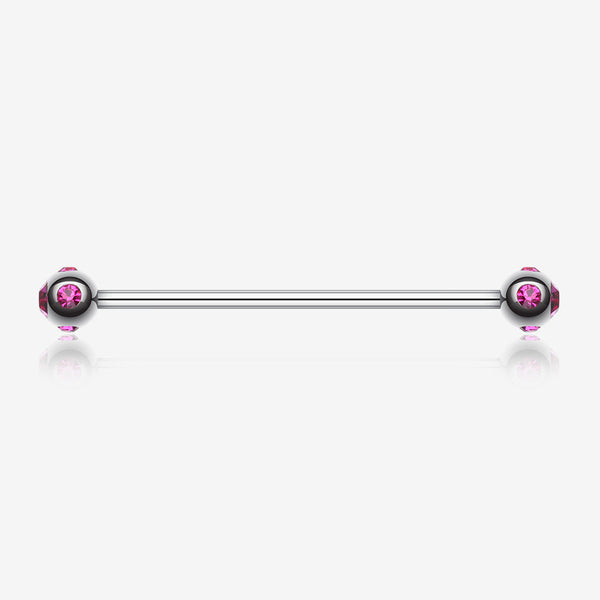 Aurora Gem Ball Industrial Barbell-Fuchsia