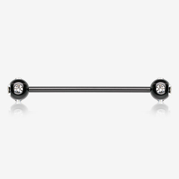 Colorline Aurora Gem Ball Industrial Barbell-Black/Clear