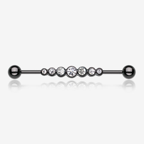 Blackline Dazzling Gem Row Industrial Barbell-Black/Clear