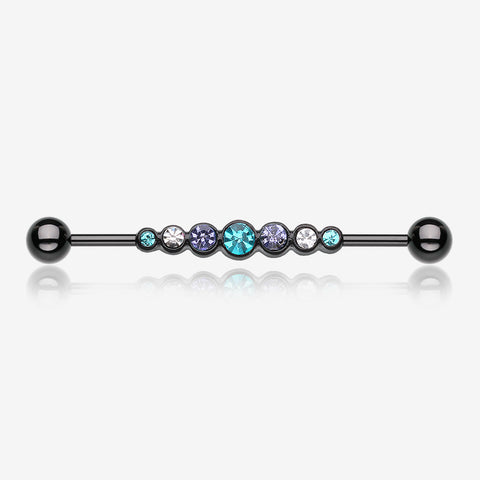 Blackline Dazzling Gem Row Industrial Barbell-Black/Teal