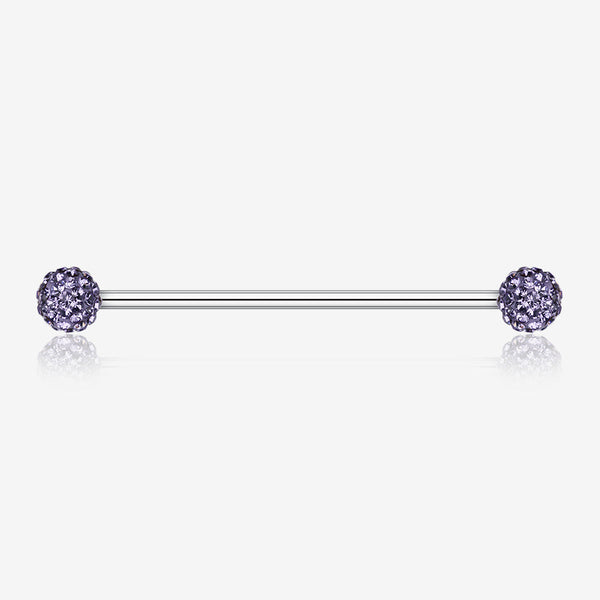 Multi-Gem Sparkle Ball Industrial Barbell-Tanzanite