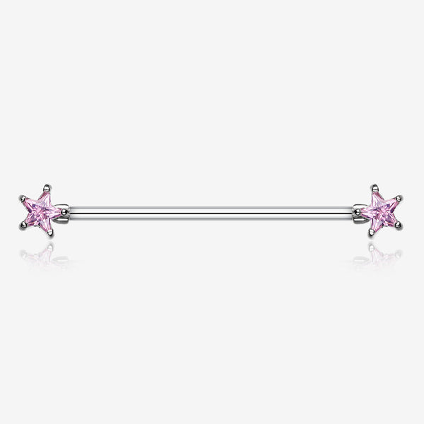 Star Sparkle Industrial Barbell-Pink