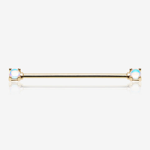 Golden Iridescent Revo Double Prong Industrial Barbell