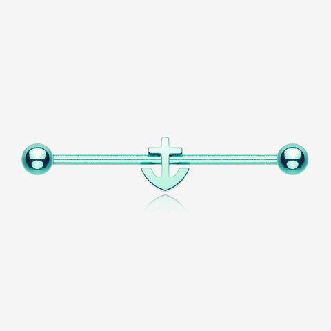 Colorline Dainty Anchor Industrial Barbell-Teal