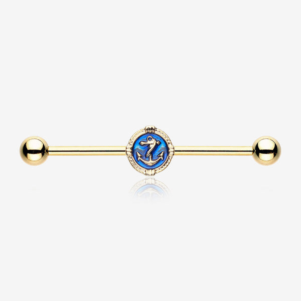 Golden Anchor Rivet Industrial Barbell-Blue