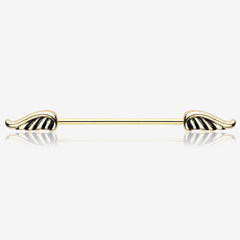 Golden Angelic Wings Industrial Barbell-Gold