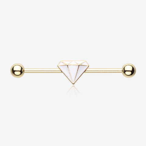 Golden Urban Diamond Industrial Barbell-White
