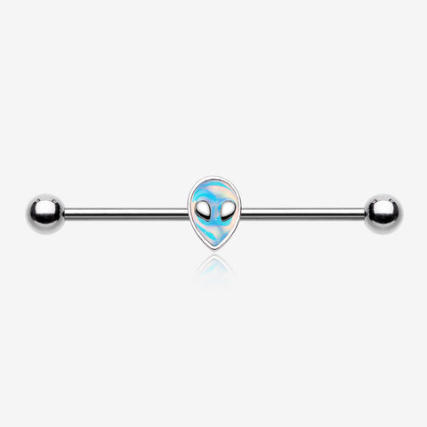 Iridescent Revo Alien Head Industrial Barbell