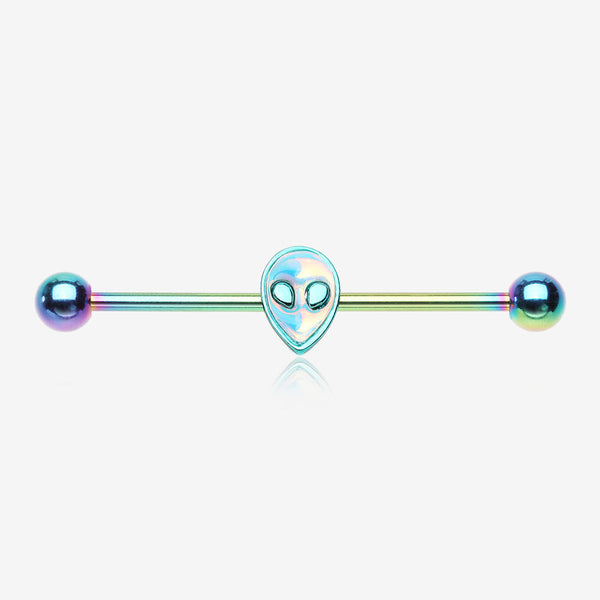 Colorline Iridescent Revo Alien Head Industrial Barbell-Rainbow