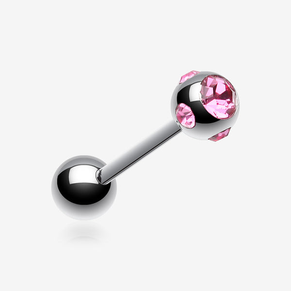 Aurora Gem Ball Steel Barbell Tongue Ring-Pink