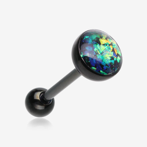 Blackline Opalescent Sparkle Barbell Tongue Ring-Black