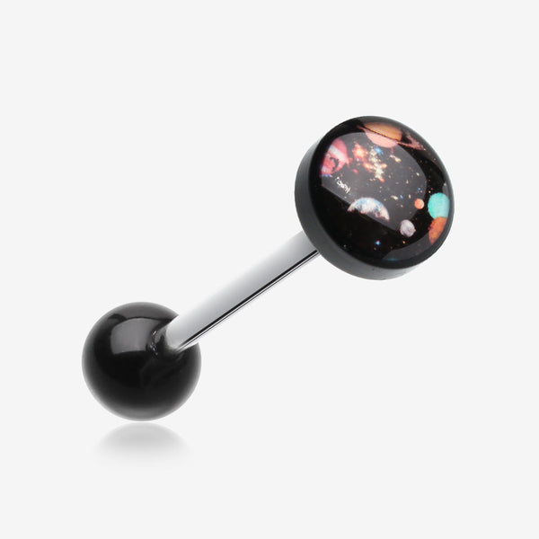 Galaxy Daze Logo Acrylic Barbell Tongue Ring-Black