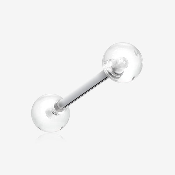 UV Acrylic Barbell Tongue Ring-Clear Gem