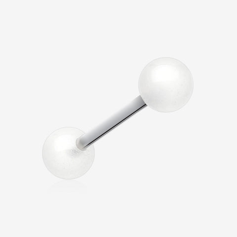Glow in the Dark UV Acrylic Barbell Tongue Ring-White