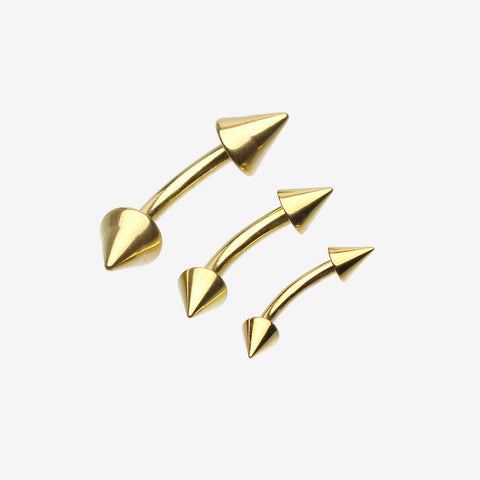 Gold Plated Spike Curved Barbell Ring-Gold