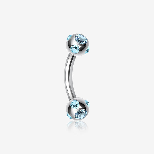 Aurora Gem Ball Curved Barbell Eyebrow Ring-Aqua