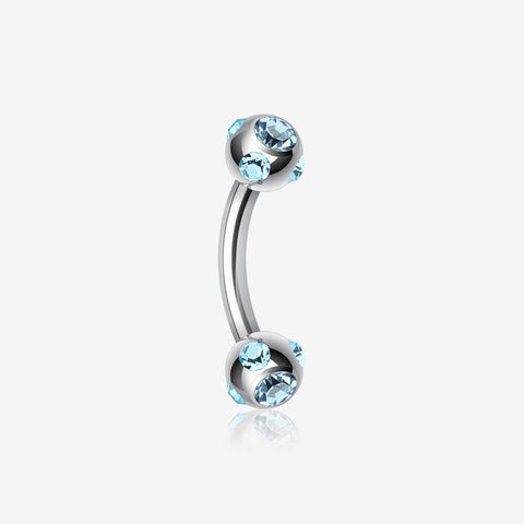 Aurora Gem Ball Curved Barbell Eyebrow Ring-Aqua