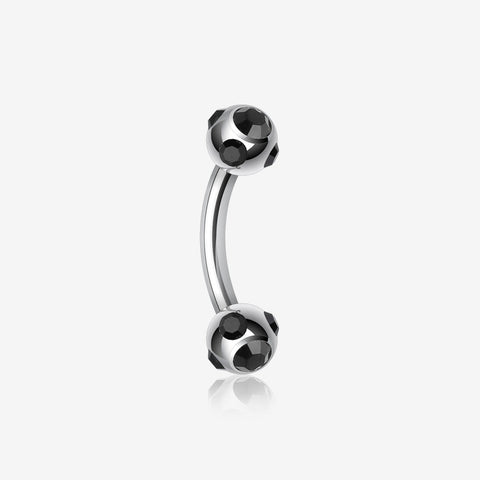Aurora Gem Ball Curved Barbell Eyebrow Ring-Black